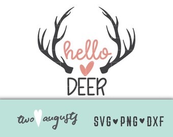 Hello Deer, SVG, DXF, PNG, woodland, File, Design, Cricut, Silhouette, Trendy, buck, outdoorsy, outdoors, deer design, cursive, doe, nature