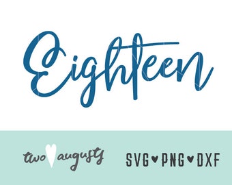 Eighteen Hand-lettered style SVG, DXF, & PNG, Files, Design, Cricut, Silhouette, Trendy, 80th birthday, cursive, seventy years, 80