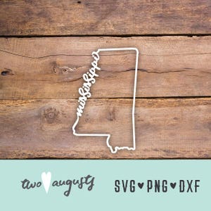 Mississippi Design SVG, DXF en PNG, staat, bestanden, ontwerp, Cricut, silhouet, trendy, college, ms, svg-ontwerp, VS, omtrek, cursief