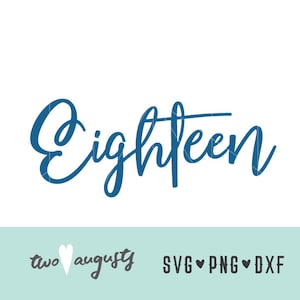 Dieciocho archivos SVG, DXF y PNG con letras a mano, diseño, Cricut, silueta, moda, 80 cumpleaños, cursiva, setenta años, 80