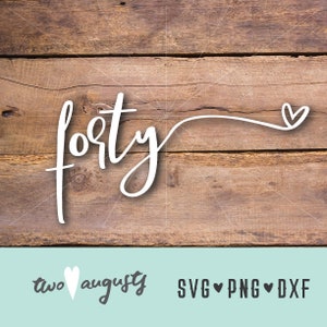 Quaranta 2 SVG, DXF e PNG, File, Design, Cricut, Silhouette, Trendy, 40, 40° compleanno, 40 anni, corsivo, quarant'anni, anniversario