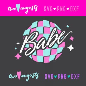 Boule disco, Babe, danse, fête, miroir, scintillant, paillettes, girly, amie, amusement, années 70, 80, svg, png, dxf, coupe, fichier, cricut, silhouette, design