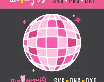 Disco Ball svg, lustro, taniec, impreza, iskierka, brokat, dziewczęcy, przyjaciel, zabawa, lata 70., lata 80., png, dxf, cięcie, plik, cricut, sylwetka, projekt, lata 90.