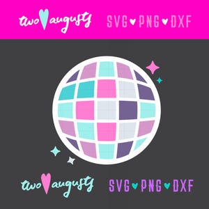 Boule disco svg, miroir, danse, fête, scintillant, paillettes, girly, amie, amusement, années 70, 80, svg, png, dxf, coupe, fichier, cricut, silhouette, design