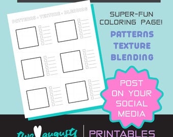 Wydrukowalna strona do ćwiczeń z kolorowaniem próbek | Pobieranie cyfrowe | PDF JPEG | 8,5x11 | kwadratowe próbki | Wzory i mieszanie | Śledzenie kodów kolorów