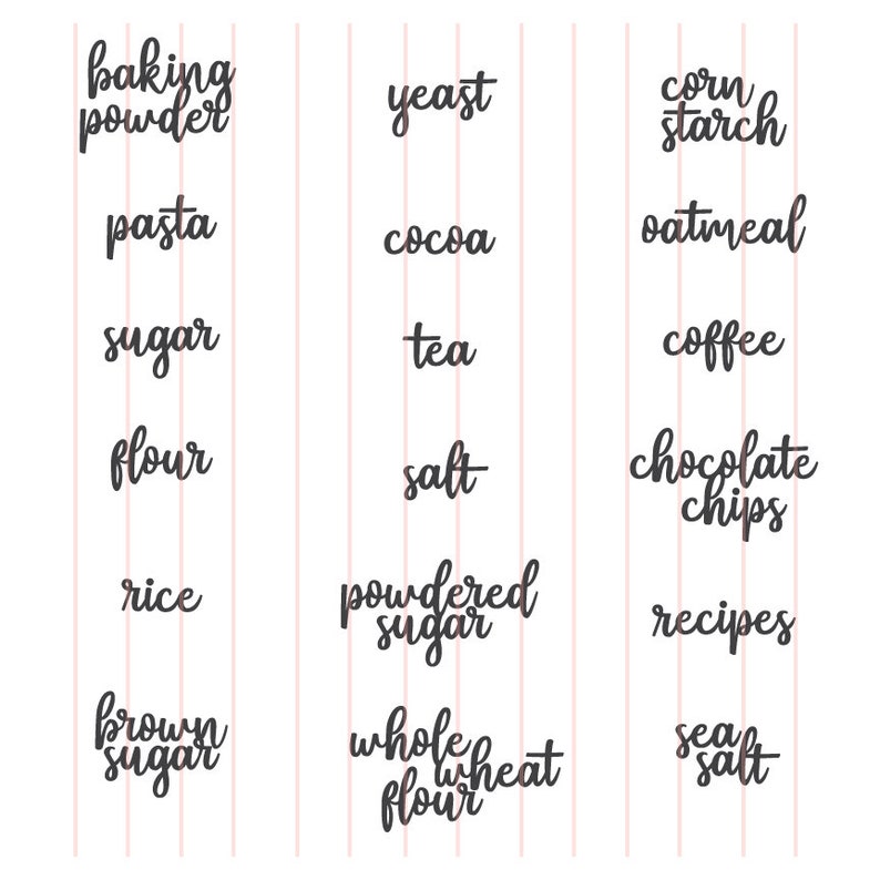 Download Pantry Labels SVG DXF & PNG Files Design Cricut | Etsy