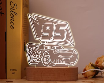 Custom Lightning McQueen 95 Night Light with Name,Personalized Lamp for Kids,Perfect Gift for Car Enthusiasts,Cars-Themed Room Decor