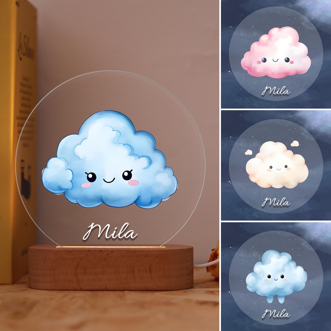 Custom Cute Cloud Night Light With Name,unique Room Decor,nursery Lamp ...