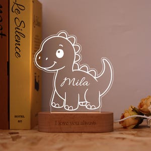 Custom Dinosaur Night Light with Name,Personalized Lamp for Kids,Gift for Dinosaur Enthusiasts,Unique Room Decor,Fun and Playful Nightlight