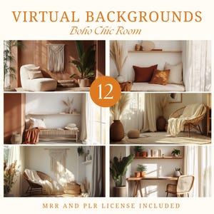 Boho Zoom Background Boho Virtual backdrop for Virtual Meetings Digital Background for VideoCall Bohemian Background  Home Office Background