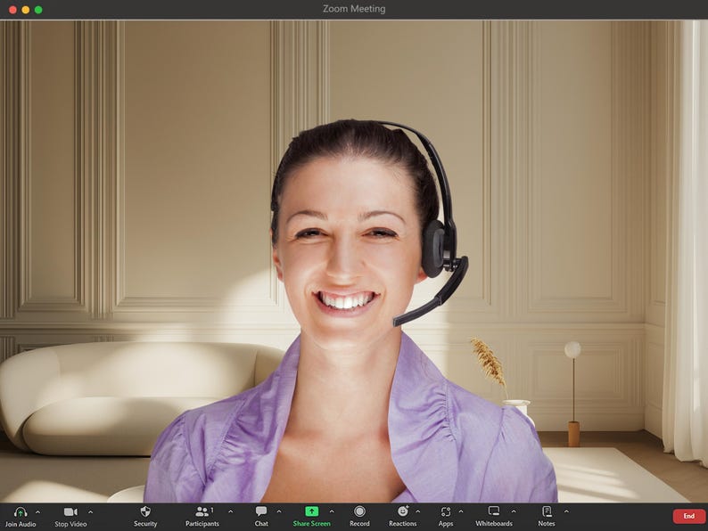 Minimalist Interior Zoom Background Professional Virtual Meeting Setup Natural Window Light Collection Modern Home Office Design Clean White Wall Scene Digital Backdrop Package Premium Quality Content Commercial License Include Professional