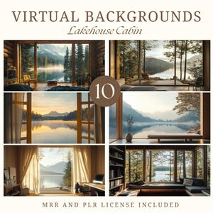 Lake House Zoom Background Virtual Office for Meetings Cozy Cabin Background Mountain Virtual Backdrop for Zoom Home Office Background