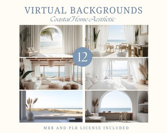 Beach House Background Virtual Backdrop Photos Video Call Digital Zoom Background Conference Background Minimalist Backdrop Home Office