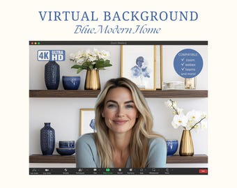 Blue Modern Background Virtual Conference Background Home Office Wall Background Digital Video Call Meeting Background Zoom Background