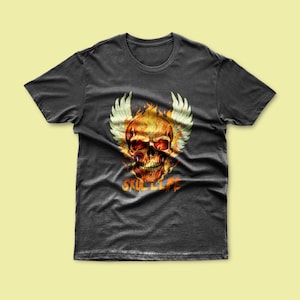 Skull Life T-Shirt – Gothic Rock Graphic Tee, Biker Skeleton Shirt, Dark Fashion, Alternative Streetwear for Metal & Punk Fans