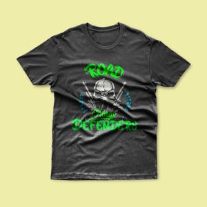 Road Kings Defenders Biker Skull T-Shirt – Vintage Motorcycle Club Graphic Tee for Men & Women