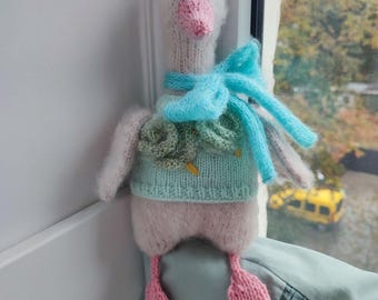 Jouet d'oie tricoté fait main - Écharpe d'oie décorative douce - Peluche d'oiseau tricotée confortable