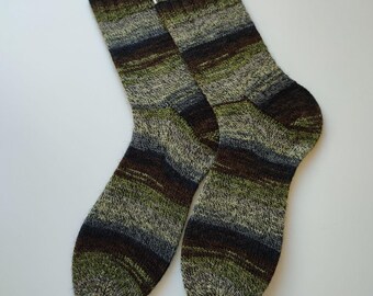 Hand knitted socks wool gradient socks striped wool socks men women cozy winter socks handmade size 42 43