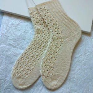 Lace wool socks women hand knitted socks delicate knit socks gift for her cozy soft socks romantic socks handmade socks