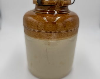 Antique Doulton Lambeth Stoneware Jar - English Victorian Lidded Crock