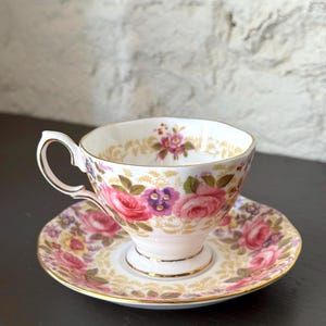 Vintage Royal Albert Serena Small Size Cup and Saucer, English Chintz Teacup, Bone China Pink Rose Floral, Cottagecore Tea Set, England