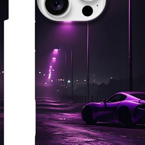 Drive Night Phone Case – Neon City Street Car Art Cover for Most iPhone Models