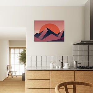 Textured Mountain Sunset Canvas Print: 4cm Deep, FSC Wood Frame