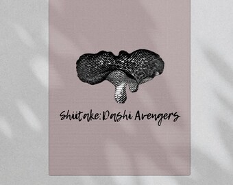 Shiitake Dashi Avenger Wall Art Canvas – Japanese Mushroom Guide Vol. 2, Matte Stretched Canvas, Free US Shipping