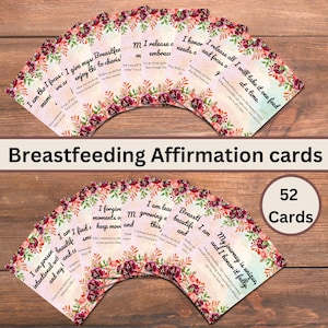 52 carte di affermazione per l'allattamento al seno / Affermazioni positive per la mamma che allatta / Regalo per baby shower post-partum / Mamma per la prima volta / Carta incoraggiante
