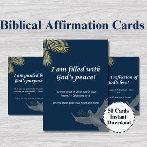 50 Biblische Affirmationskarten zum Ausdrucken | Inspirierende christliche Schrift | Religiöse spirituelle Geschenkideen | Glaubensbasierte Affirmationen