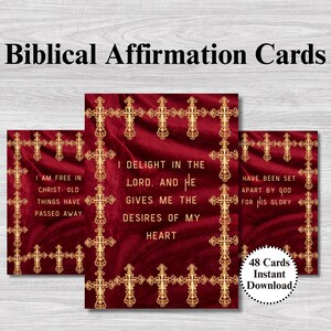 48 Biblical Affirmation cards Printable | Inspirational Christian Scripture | Religious Spiritual Gift Ideas | Faith-Based Affirmations