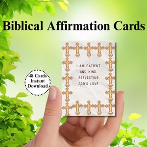 48 Biblical Affirmation cards Printable | Inspirational Christian Scripture | Religious Spiritual Gift Ideas | Faith-Based Affirmations