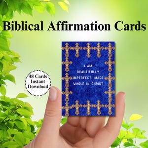 48 Biblical Affirmation cards Printable | Inspirational Christian Scripture | Religious Spiritual Gift Ideas | Faith-Based Affirmations