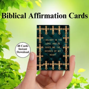 48 Biblical Affirmation cards Printable | Inspirational Christian Scripture | Religious Spiritual Gift Ideas | Faith-Based Affirmations