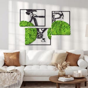 Decor Moss wall art Bike Bicycle Wall Moss Decor Large Wall Art Image of moss, Natural moss, mix colours, Reindeermoos Gift for host