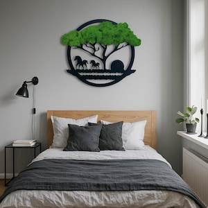 Decor Moss wall art Tree of Life Wall Moss Decor Large Wall Art Image of moss, Natural moss, mix colours, Reindeermoos Gift for host Round