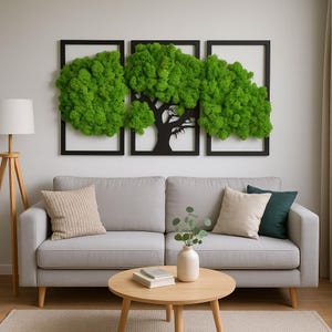 Decor Moss wall art Tree of Life Wall Moss Decor Large Wall Art Image of moss, Natural moss, mix colours, Reindeermoos Gift for 40x60 60x90