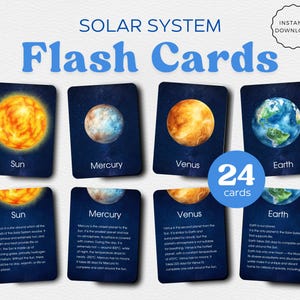 Flashcards do Sistema Solar, Flashcards de Planetas, Educação Espacial, Materiais Montessori de Ciências, Flashcards para Imprimir, Flashcards Digitais para Crianças