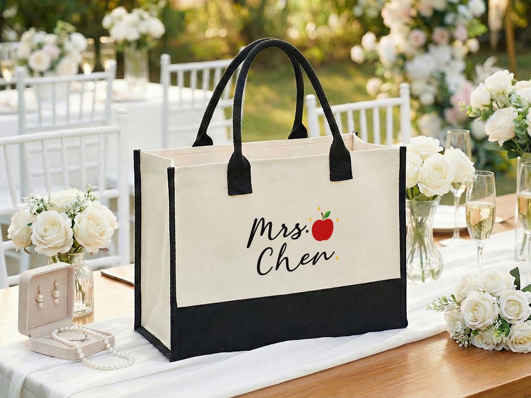 Personalized Teacher Tote Bag, Custom Name Canvas School Bag, Teacher ...