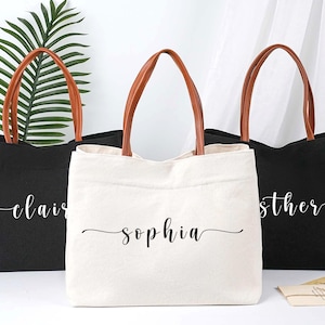 Custom Bridesmaid Canvas Tote Bag,Personalized Wedding Party Gift,Maid of Honor Tote,Beach Bag With Name