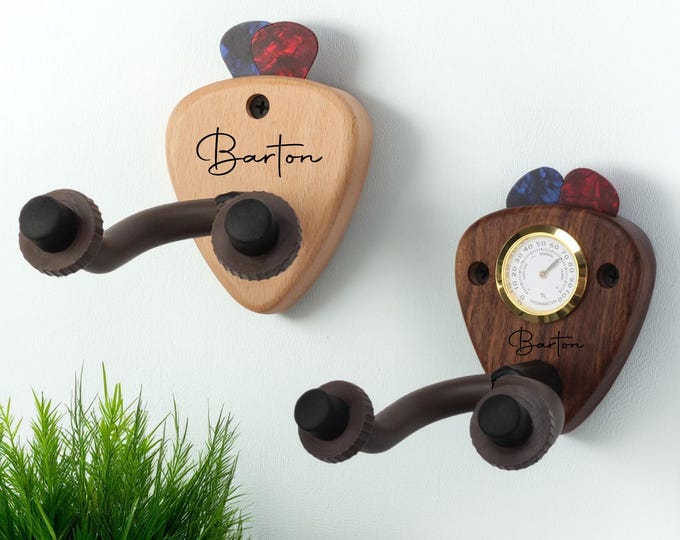 Personalized Black Walnut Guitar Hook Wall Hanger, Universal Holder for Ukulele, Electric Guitar, Acoustic Guitar, and Banjo
