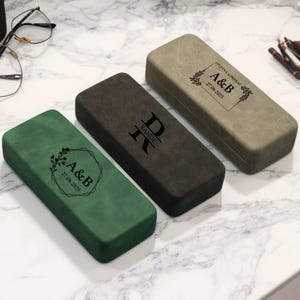 Personalized Suede Eyeglass Case | Custom-Name Sunglasses Holder | Soft Travel Gift for Men, Women, Dad, Mom | Unique Handmade Luxury Gift