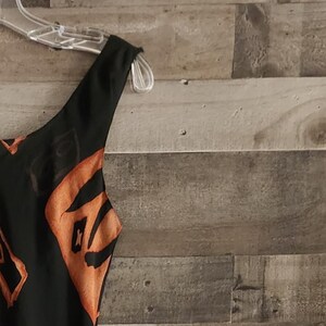 Vintage Long Sheer Sleeveless Bias Cut Maxi Dress | Black and Brown Flirty Dress | M/L See Measurements Listed