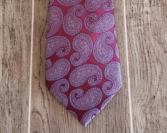 Vintage Paisley Necktie by Jones of NY | Burgundy and Blue Paisley Print Tie |  Silk Paisley Necktie