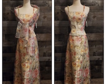 Vintage Jessica McClintock Formal Dress with Matching Shawl | Jessica McClintock Bridal