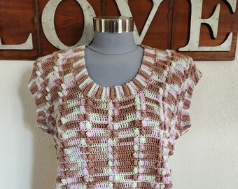Vintage Multicolored Handmade Sweater Vest - Pullover Sleeveless Sweater - M/L See Measurements Listed