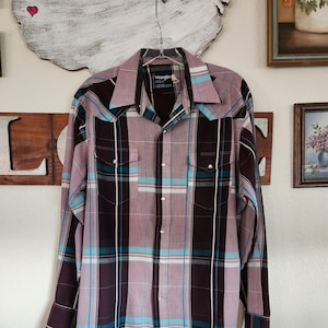 Vintage Western Shirt | Long Sleeve Western Shirt by Wrangler | Cowboy Cut | M/L See Measurements