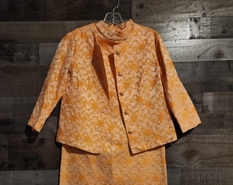 Vintage Brocade Cocktail Dress and Jacket Set | Aldens 60's Cocktail Dress | S/M See Actual Measurements