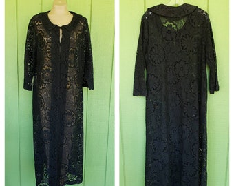 black lace coat dress