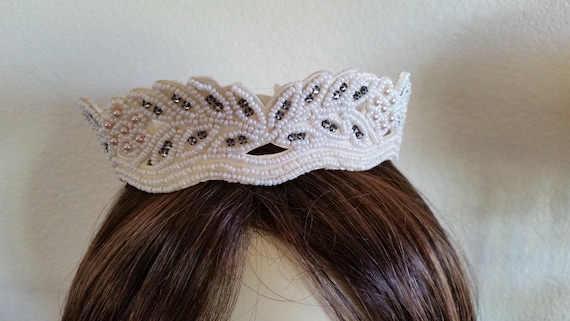 Vintage Wedding Headpiece, Crown, Covered in Seed